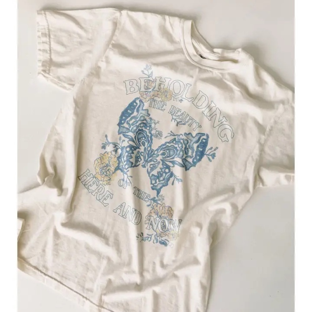 Comfort Colors Cream and Blue Graphic Tee